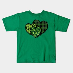 St Patricks Hearts Leopard, st. patrick's day gift, Funny st Patricks gift, Cute st pattys gift, Irish Gift, Patrick Kids T-Shirt